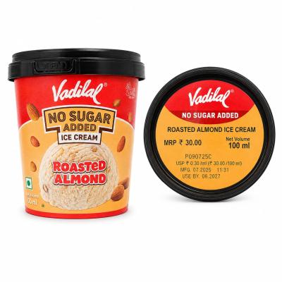 VADILAL NO SUGAR ADDED ROASTED ALMOND ICE CRFEAM - 125ml